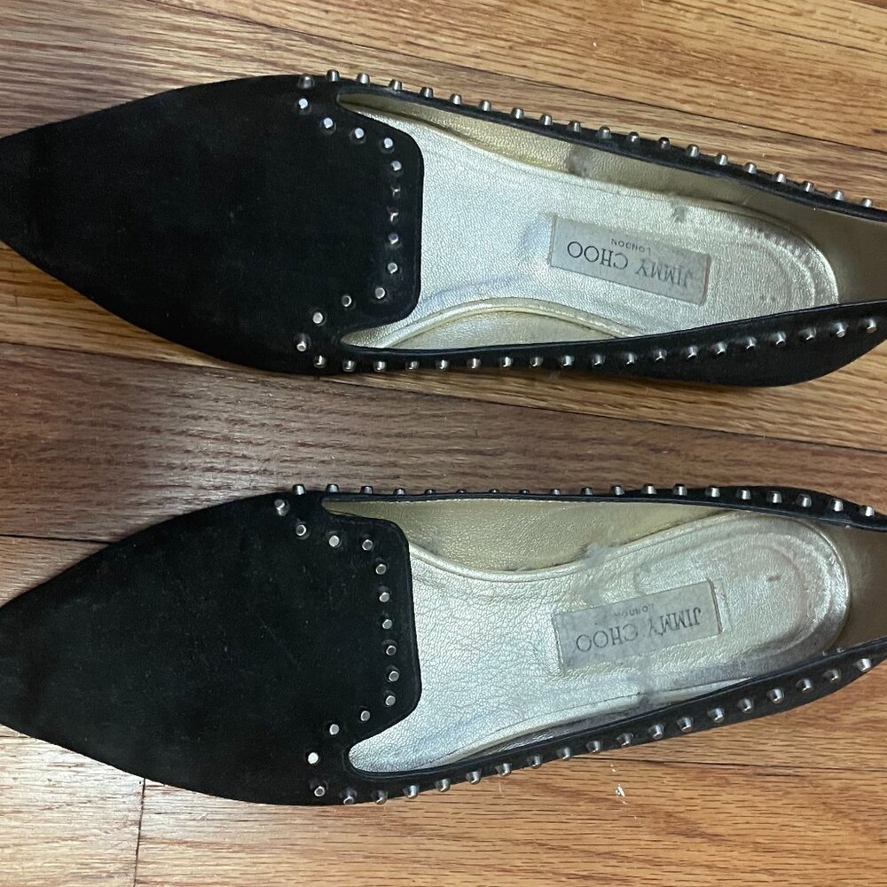 Jimmy Choo black suede flats, size 42